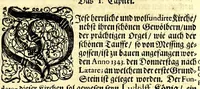 An illustration from Beschreibung aller Kirchen-Gebäude der Stadt Dantzig : worinnen einer jeden Kirchen Grund-Risz, Auffzug oder Abriss vollköm̄lich zu ersehen, wie dann auch von den Kunstreichen Gewölbern in denen Kirchen, sowol im Grund-Risse als Auffstellung derselben deutlich gehandelt wird : nebst der Beschreibung aller anderen Kirchen, so ausserhalb Walles in den Vorstaädten gelegen seyn, nach ihrer Maass (1695)