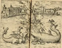 An illustration from Beschreibung derer fürstlicher güligscher &c. Hochzeit : so im Jahr Christi tausent fünffhundert achtzig fünff, am sechszehenden Junij vnd nechstfolgenden acht Tagen, zu Düsseldorff mit grossen Freuden, fürstlichen Triumph vnd Herrligkeit gehalten worden (1587)