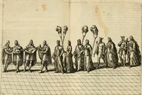 An illustration from Beschreibung derer fürstlicher güligscher &c. Hochzeit : so im Jahr Christi tausent fünffhundert achtzig fünff, am sechszehenden Junij vnd nechstfolgenden acht Tagen, zu Düsseldorff mit grossen Freuden, fürstlichen Triumph vnd Herrligkeit gehalten worden (1587)