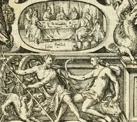 An illustration from Beschreibung derer fürstlicher güligscher &c. Hochzeit : so im Jahr Christi tausent fünffhundert achtzig fünff, am sechszehenden Junij vnd nechstfolgenden acht Tagen, zu Düsseldorff mit grossen Freuden, fürstlichen Triumph vnd Herrligkeit gehalten worden (1587)