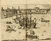 An illustration from Beschreibung derer fürstlicher güligscher &c. Hochzeit : so im Jahr Christi tausent fünffhundert achtzig fünff, am sechszehenden Junij vnd nechstfolgenden acht Tagen, zu Düsseldorff mit grossen Freuden, fürstlichen Triumph vnd Herrligkeit gehalten worden (1587)