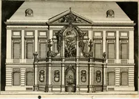 An illustration from Beschreibung der Illumination zu Dressden bey der königlichen sicilianischen in Vollmacht vollzogenen Vermählung : nebst andern dahin gehörigen Vorstellungen und verschiedenen Kupffer-Stichen (1738)