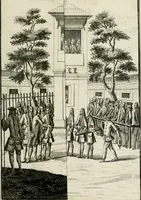An illustration from Beschreibung des Haubt- und Frey-Schiessen, : welches von Ihro Kayser- und Königl. Catholischen Majestät Carolo Sexto, wegen erfreulichster Geburt, Leopoldi, dero Erst-Gebohrnen Ertz-Hertzogens zu Oesterreich, und Printzens von Asturien, der Wiennerischen Burgerschafft gegenem worden (1716)