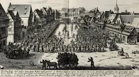 An illustration from Beschreibung vnd Abbildung aller königl. und churfürstl. Ein-Züge, Wahl vnd Crönungs Acta : so geschehen zu Franckfurt am Mayn im Jahr 1658 : sampt andern darzu gehörigen vnd beygefügten Sachen (1658)