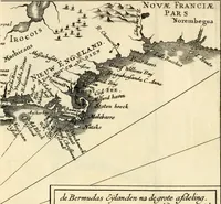 An illustration from Beschrijvinghe van Virginia, Nieuw Nederlandt, Nieuw Engelandt, en d'eylanden Bermudes, Berbados, en S. Christoffel. Dienstelijck voor elck een derwaerts handelende, en alle voort-planters van nieuw colonien (1651)