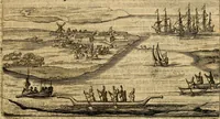An illustration from Beschrijvinghe van Virginia, Nieuw Nederlandt, Nieuw Engelandt, en d'eylanden Bermudes, Berbados, en S. Christoffel. Dienstelijck voor elck een derwaerts handelende, en alle voort-planters van nieuw colonien (1651)