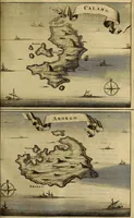 An illustration from Naukeurige beschryving der eilanden, in de archipel der Middelantsche zee, en ontrent dezelve, gelegen : waer onder de voornaemste Cyprus, Rhodus, Kandien, Samos, Scio, Negroponte, Lemnos, Paros, Delos, Patmos, en andere in groten getale, behelzende der zelver benamingen, gelegentheden, steden, kastelen, gedenkwaerdige aeloude en hedendaeghse geschiedenissen, bestieringen, veroveringen, gewassen, dieren, &c. : verrijkt met zee- en eilant-kaerten, en afbeeldingen van steden, dieren, gewassen &c. (1688)