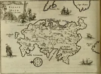 An illustration from Naukeurige beschryving der eilanden, in de archipel der Middelantsche zee, en ontrent dezelve, gelegen : waer onder de voornaemste Cyprus, Rhodus, Kandien, Samos, Scio, Negroponte, Lemnos, Paros, Delos, Patmos, en andere in groten getale, behelzende der zelver benamingen, gelegentheden, steden, kastelen, gedenkwaerdige aeloude en hedendaeghse geschiedenissen, bestieringen, veroveringen, gewassen, dieren, &c. : verrijkt met zee- en eilant-kaerten, en afbeeldingen van steden, dieren, gewassen &c. (1688)