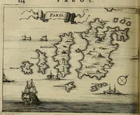 An illustration from Naukeurige beschryving der eilanden, in de archipel der Middelantsche zee, en ontrent dezelve, gelegen : waer onder de voornaemste Cyprus, Rhodus, Kandien, Samos, Scio, Negroponte, Lemnos, Paros, Delos, Patmos, en andere in groten getale, behelzende der zelver benamingen, gelegentheden, steden, kastelen, gedenkwaerdige aeloude en hedendaeghse geschiedenissen, bestieringen, veroveringen, gewassen, dieren, &c. : verrijkt met zee- en eilant-kaerten, en afbeeldingen van steden, dieren, gewassen &c. (1688)