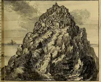 An illustration from Naukeurige beschryving der eilanden, in de archipel der Middelantsche zee, en ontrent dezelve, gelegen : waer onder de voornaemste Cyprus, Rhodus, Kandien, Samos, Scio, Negroponte, Lemnos, Paros, Delos, Patmos, en andere in groten getale, behelzende der zelver benamingen, gelegentheden, steden, kastelen, gedenkwaerdige aeloude en hedendaeghse geschiedenissen, bestieringen, veroveringen, gewassen, dieren, &c. : verrijkt met zee- en eilant-kaerten, en afbeeldingen van steden, dieren, gewassen &c. (1688)