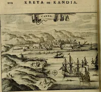 Picture 66 of 112 from Naukeurige beschryving der eilanden, in de archipel der Middelantsche zee, en ontrent dezelve, gelegen : waer onder de voornaemste Cyprus, Rhodus, Kandien, Samos, Scio, Negroponte, Lemnos, Paros, Delos, Patmos, en andere in groten getale, behelzende der zelver benamingen, gelegentheden, steden, kastelen, gedenkwaerdige aeloude en hedendaeghse geschiedenissen, bestieringen, veroveringen, gewassen, dieren, &c. : verrijkt met zee- en eilant-kaerten, en afbeeldingen van steden, dieren, gewassen &c. (1688), leaf 505