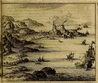 An illustration from Naukeurige beschryving der eilanden, in de archipel der Middelantsche zee, en ontrent dezelve, gelegen : waer onder de voornaemste Cyprus, Rhodus, Kandien, Samos, Scio, Negroponte, Lemnos, Paros, Delos, Patmos, en andere in groten getale, behelzende der zelver benamingen, gelegentheden, steden, kastelen, gedenkwaerdige aeloude en hedendaeghse geschiedenissen, bestieringen, veroveringen, gewassen, dieren, &c. : verrijkt met zee- en eilant-kaerten, en afbeeldingen van steden, dieren, gewassen &c. (1688)
