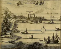 An illustration from Naukeurige beschryving der eilanden, in de archipel der Middelantsche zee, en ontrent dezelve, gelegen : waer onder de voornaemste Cyprus, Rhodus, Kandien, Samos, Scio, Negroponte, Lemnos, Paros, Delos, Patmos, en andere in groten getale, behelzende der zelver benamingen, gelegentheden, steden, kastelen, gedenkwaerdige aeloude en hedendaeghse geschiedenissen, bestieringen, veroveringen, gewassen, dieren, &c. : verrijkt met zee- en eilant-kaerten, en afbeeldingen van steden, dieren, gewassen &c. (1688)