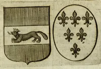 An illustration from Beschryvinge der stad Dordrecht : vervatende haar begin, opkomst, toeneming, en verdere stant ... Als mede een verzamelinge van eenige geslachtboomen, der adelijke, aal-oude, en aanzienlijke heeren-geslachten, van, en in, Dordrecht, enz. ... (1677)