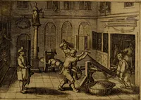 An illustration from Historische beschryvinghe der seer wijt beroemde Coop-stadt Amsterdam : waer inne benevens de eerste beginselen ende opcomsten der stadt, verscheyde privilgien ordonnantien, ende andere ghedenckweerdinghe gheschiedenissen met het ghene de nieuwe vergrootinghen der stadt, als oock de handel ende verre reysen ende de politie betreffende is, tot desen teghenwoordinghen tijt, nae her vervolch der jaeren, verhaelt werdt (1614)