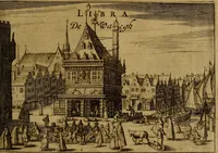 An illustration from Historische beschryvinghe der seer wijt beroemde Coop-stadt Amsterdam : waer inne benevens de eerste beginselen ende opcomsten der stadt, verscheyde privilgien ordonnantien, ende andere ghedenckweerdinghe gheschiedenissen met het ghene de nieuwe vergrootinghen der stadt, als oock de handel ende verre reysen ende de politie betreffende is, tot desen teghenwoordinghen tijt, nae her vervolch der jaeren, verhaelt werdt (1614)