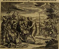An illustration from Historische beschryvinghe der seer wijt beroemde Coop-stadt Amsterdam : waer inne benevens de eerste beginselen ende opcomsten der stadt, verscheyde privilgien ordonnantien, ende andere ghedenckweerdinghe gheschiedenissen met het ghene de nieuwe vergrootinghen der stadt, als oock de handel ende verre reysen ende de politie betreffende is, tot desen teghenwoordinghen tijt, nae her vervolch der jaeren, verhaelt werdt (1614)