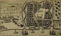 An illustration from Historische beschryvinghe der seer wijt beroemde Coop-stadt Amsterdam : waer inne benevens de eerste beginselen ende opcomsten der stadt, verscheyde privilgien ordonnantien, ende andere ghedenckweerdinghe gheschiedenissen met het ghene de nieuwe vergrootinghen der stadt, als oock de handel ende verre reysen ende de politie betreffende is, tot desen teghenwoordinghen tijt, nae her vervolch der jaeren, verhaelt werdt (1614)