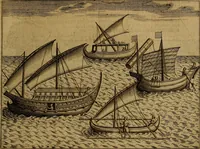 An illustration from Historische beschryvinghe der seer wijt beroemde Coop-stadt Amsterdam : waer inne benevens de eerste beginselen ende opcomsten der stadt, verscheyde privilgien ordonnantien, ende andere ghedenckweerdinghe gheschiedenissen met het ghene de nieuwe vergrootinghen der stadt, als oock de handel ende verre reysen ende de politie betreffende is, tot desen teghenwoordinghen tijt, nae her vervolch der jaeren, verhaelt werdt (1614)