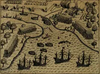 An illustration from Historische beschryvinghe der seer wijt beroemde Coop-stadt Amsterdam : waer inne benevens de eerste beginselen ende opcomsten der stadt, verscheyde privilgien ordonnantien, ende andere ghedenckweerdinghe gheschiedenissen met het ghene de nieuwe vergrootinghen der stadt, als oock de handel ende verre reysen ende de politie betreffende is, tot desen teghenwoordinghen tijt, nae her vervolch der jaeren, verhaelt werdt (1614)