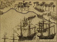 An illustration from Historische beschryvinghe der seer wijt beroemde Coop-stadt Amsterdam : waer inne benevens de eerste beginselen ende opcomsten der stadt, verscheyde privilgien ordonnantien, ende andere ghedenckweerdinghe gheschiedenissen met het ghene de nieuwe vergrootinghen der stadt, als oock de handel ende verre reysen ende de politie betreffende is, tot desen teghenwoordinghen tijt, nae her vervolch der jaeren, verhaelt werdt (1614)