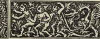 Picture 111 of 179 from Biblia pauperum, conteynynge thirty and eight wodecuttes illustrating the liif, parablis, and miraclis offe oure blessid Lord & Saviour Jhesus Crist, with the proper descrypciouns therof extracted fro the originall texte offe Iohn Wiclif.. (1885), leaf 104