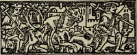 Picture 133 of 179 from Biblia pauperum, conteynynge thirty and eight wodecuttes illustrating the liif, parablis, and miraclis offe oure blessid Lord & Saviour Jhesus Crist, with the proper descrypciouns therof extracted fro the originall texte offe Iohn Wiclif.. (1885), leaf 125