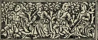Picture 6 of 179 from Biblia pauperum, conteynynge thirty and eight wodecuttes illustrating the liif, parablis, and miraclis offe oure blessid Lord & Saviour Jhesus Crist, with the proper descrypciouns therof extracted fro the originall texte offe Iohn Wiclif.. (1885), leaf 16