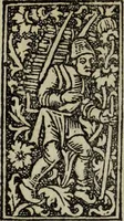 An illustration from Biblia pauperum, conteynynge thirty and eight wodecuttes illustrating the liif, parablis, and miraclis offe oure blessid Lord & Saviour Jhesus Crist, with the proper descrypciouns therof extracted fro the originall texte offe Iohn Wiclif.. (1885)