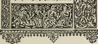 An illustration from Biblia pauperum, conteynynge thirty and eight wodecuttes illustrating the liif, parablis, and miraclis offe oure blessid Lord & Saviour Jhesus Crist, with the proper descrypciouns therof extracted fro the originall texte offe Iohn Wiclif.. (1885)