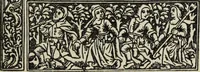 Picture 32 of 179 from Biblia pauperum, conteynynge thirty and eight wodecuttes illustrating the liif, parablis, and miraclis offe oure blessid Lord & Saviour Jhesus Crist, with the proper descrypciouns therof extracted fro the originall texte offe Iohn Wiclif.. (1885), leaf 36