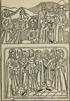 Picture 34 of 179 from Biblia pauperum, conteynynge thirty and eight wodecuttes illustrating the liif, parablis, and miraclis offe oure blessid Lord & Saviour Jhesus Crist, with the proper descrypciouns therof extracted fro the originall texte offe Iohn Wiclif.. (1885), leaf 38