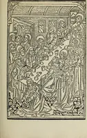 An illustration from Biblia pauperum, conteynynge thirty and eight wodecuttes illustrating the liif, parablis, and miraclis offe oure blessid Lord & Saviour Jhesus Crist, with the proper descrypciouns therof extracted fro the originall texte offe Iohn Wiclif.. (1885)