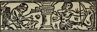 An illustration from Biblia pauperum, conteynynge thirty and eight wodecuttes illustrating the liif, parablis, and miraclis offe oure blessid Lord & Saviour Jhesus Crist, with the proper descrypciouns therof extracted fro the originall texte offe Iohn Wiclif.. (1885)