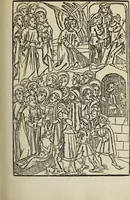 Picture 60 of 179 from Biblia pauperum, conteynynge thirty and eight wodecuttes illustrating the liif, parablis, and miraclis offe oure blessid Lord & Saviour Jhesus Crist, with the proper descrypciouns therof extracted fro the originall texte offe Iohn Wiclif.. (1885), leaf 62