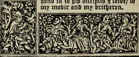 Picture 64 of 179 from Biblia pauperum, conteynynge thirty and eight wodecuttes illustrating the liif, parablis, and miraclis offe oure blessid Lord & Saviour Jhesus Crist, with the proper descrypciouns therof extracted fro the originall texte offe Iohn Wiclif.. (1885), leaf 65