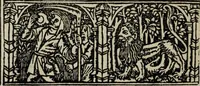 Picture 76 of 179 from Biblia pauperum, conteynynge thirty and eight wodecuttes illustrating the liif, parablis, and miraclis offe oure blessid Lord & Saviour Jhesus Crist, with the proper descrypciouns therof extracted fro the originall texte offe Iohn Wiclif.. (1885), leaf 73