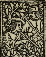 Picture 85 of 179 from Biblia pauperum, conteynynge thirty and eight wodecuttes illustrating the liif, parablis, and miraclis offe oure blessid Lord & Saviour Jhesus Crist, with the proper descrypciouns therof extracted fro the originall texte offe Iohn Wiclif.. (1885), leaf 85