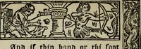 Picture 86 of 179 from Biblia pauperum, conteynynge thirty and eight wodecuttes illustrating the liif, parablis, and miraclis offe oure blessid Lord & Saviour Jhesus Crist, with the proper descrypciouns therof extracted fro the originall texte offe Iohn Wiclif.. (1885), leaf 85
