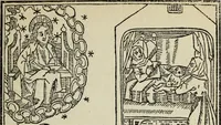 Picture 88 of 179 from Biblia pauperum, conteynynge thirty and eight wodecuttes illustrating the liif, parablis, and miraclis offe oure blessid Lord & Saviour Jhesus Crist, with the proper descrypciouns therof extracted fro the originall texte offe Iohn Wiclif.. (1885), leaf 86
