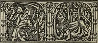 Picture 97 of 179 from Biblia pauperum, conteynynge thirty and eight wodecuttes illustrating the liif, parablis, and miraclis offe oure blessid Lord & Saviour Jhesus Crist, with the proper descrypciouns therof extracted fro the originall texte offe Iohn Wiclif.. (1885), leaf 93