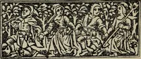 Picture 101 of 179 from Biblia pauperum, conteynynge thirty and eight wodecuttes illustrating the liif, parablis, and miraclis offe oure blessid Lord & Saviour Jhesus Crist, with the proper descrypciouns therof extracted fro the originall texte offe Iohn Wiclif.. (1885), leaf 97