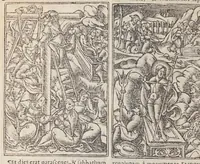 An illustration from Biblia pictvris illvstrata : breves in eadem annotationes, ex doctiss. interpretationibus, & Hebraeorum commentariis : interpretatio nominum Hebraicorum : index epistolarum & euangeliorum totius anni. (1540)