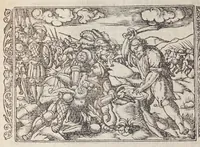An illustration from Biblia pictvris illvstrata : breves in eadem annotationes, ex doctiss. interpretationibus, & Hebraeorum commentariis : interpretatio nominum Hebraicorum : index epistolarum & euangeliorum totius anni. (1540)