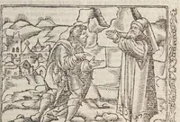 An illustration from Biblia pictvris illvstrata : breves in eadem annotationes, ex doctiss. interpretationibus, & Hebraeorum commentariis : interpretatio nominum Hebraicorum : index epistolarum & euangeliorum totius anni. (1540)
