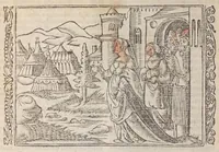 An illustration from Biblia pictvris illvstrata : breves in eadem annotationes, ex doctiss. interpretationibus, & Hebraeorum commentariis : interpretatio nominum Hebraicorum : index epistolarum & euangeliorum totius anni. (1540)