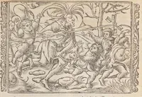 An illustration from Biblia pictvris illvstrata : breves in eadem annotationes, ex doctiss. interpretationibus, & Hebraeorum commentariis : interpretatio nominum Hebraicorum : index epistolarum & euangeliorum totius anni. (1540)