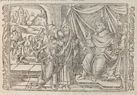An illustration from Biblia pictvris illvstrata : breves in eadem annotationes, ex doctiss. interpretationibus, & Hebraeorum commentariis : interpretatio nominum Hebraicorum : index epistolarum & euangeliorum totius anni. (1540)