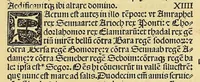 An illustration from Biblia sacra utriusq[ue] Testme[n]ti: : dilige[n]ter recognita [et] emendata, no[n] paucis locis: quae corrupta era[n]t:+ collatio[n]e hebraico[rum] voluminu[m] restitutis. Item in fronte libri ex Athanasio fragmentum de libris utriusq[ue] Testamenti (1523)