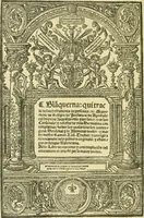An illustration from Bibliografía de la lengua valenciana : o sea catálogo razonado por orden alfabético de autores de los libros, folletos, obras dramáticas, periódicos, coloquios, coplas, chistes, discursos, romances, alocuciones, cantares, gozes, etc., que escritos en lengua valenciana y bilingüe, han visto la luz pública desde el establecimiento de la imprenta en España hasta nuestros días (1915)